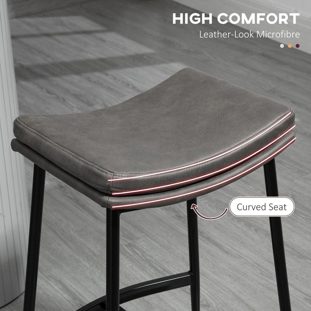 Elegance Meets Comfort: HOMCOM Set of 2 Upholstered Bar Stools in Grey