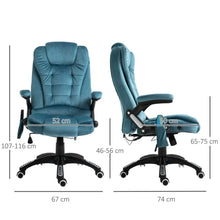 Load image into Gallery viewer, Reclining Executive Massage Chair with Heat &amp; Swivel - Luxurious Blue Velvet
