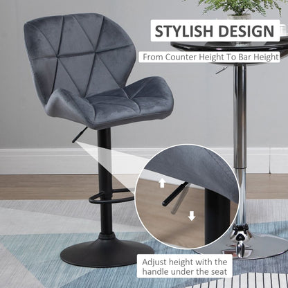 Elevate Your Space: Adjustable Height Dark Grey Bar Stool Set of 2