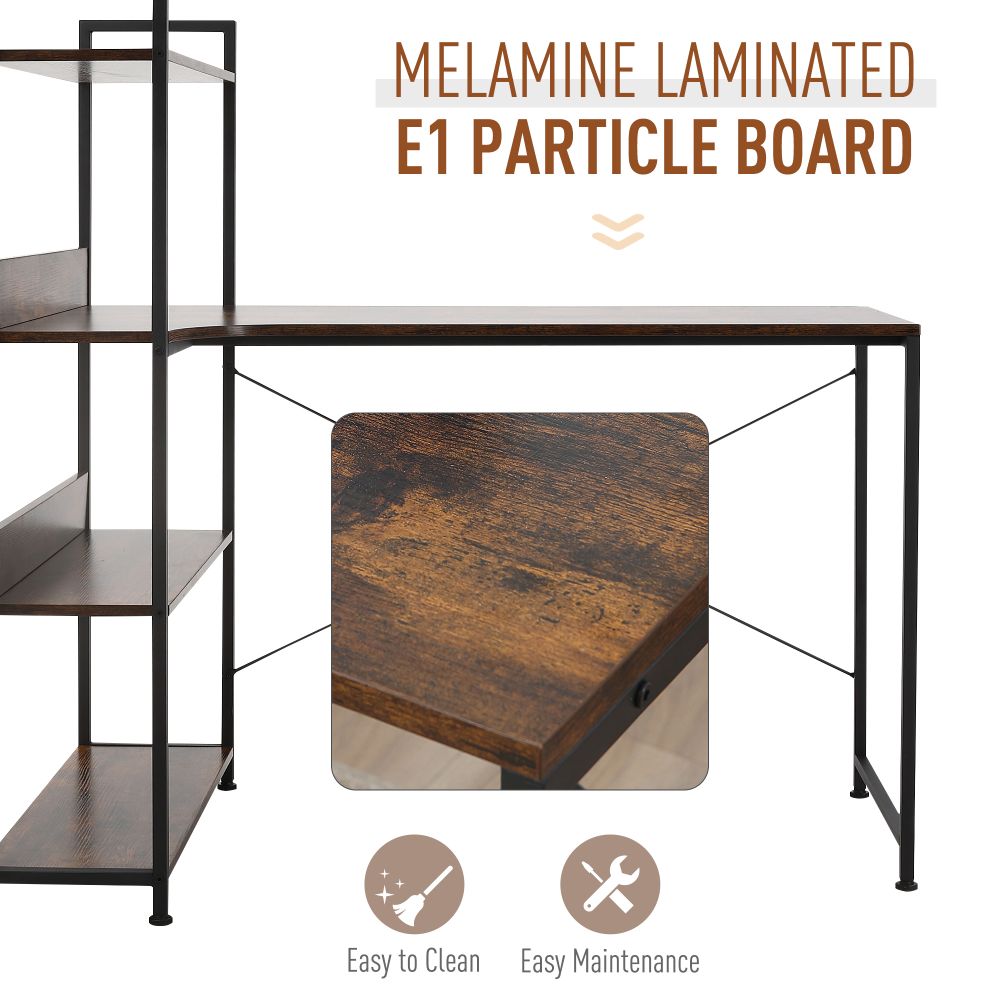 Retro Industrial Computer Desk with 4-Tier Storage – Stylish & Functional