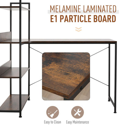 Retro Industrial Computer Desk with 4-Tier Storage – Stylish & Functional