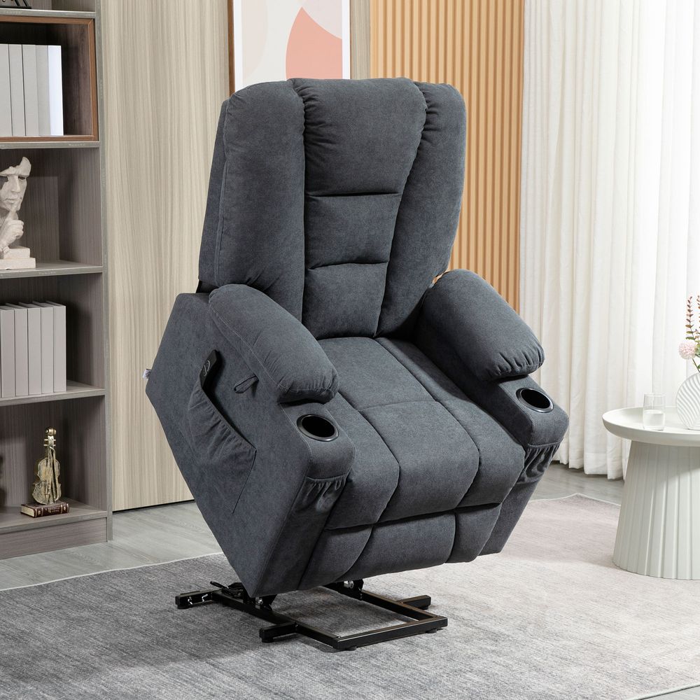 Elevate & Relax: Grey Lift Recliner Chair w/ Remote - Perfect for Seniors