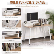 Load image into Gallery viewer, Built-In Storage Desk Workstation Steel w/ Adjustable Feet Drawer White
