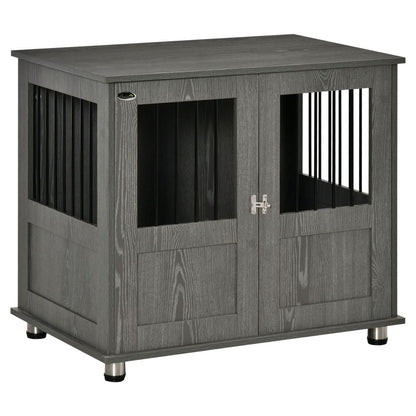 Chic Wooden & Wire Medium Dog Cage: Stylish Kennel with Magnetic Door & Storage
