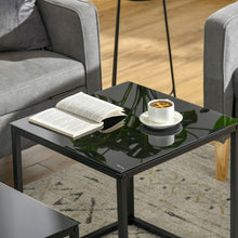 Load image into Gallery viewer, Elegant Nesting Side Tables Set with Tempered Glass Top - Modern Black Design
