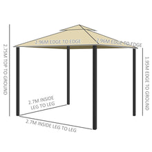 Load image into Gallery viewer, Elegant 3x3m Patio Gazebo with Water-Repellent Roof &amp; Mosquito Net - Beige
