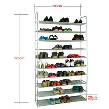 Load image into Gallery viewer, 100cm Ultra Large Capacity 10 Layers Non-woven Fabrics &amp; Steel Shoe Rack Gray
