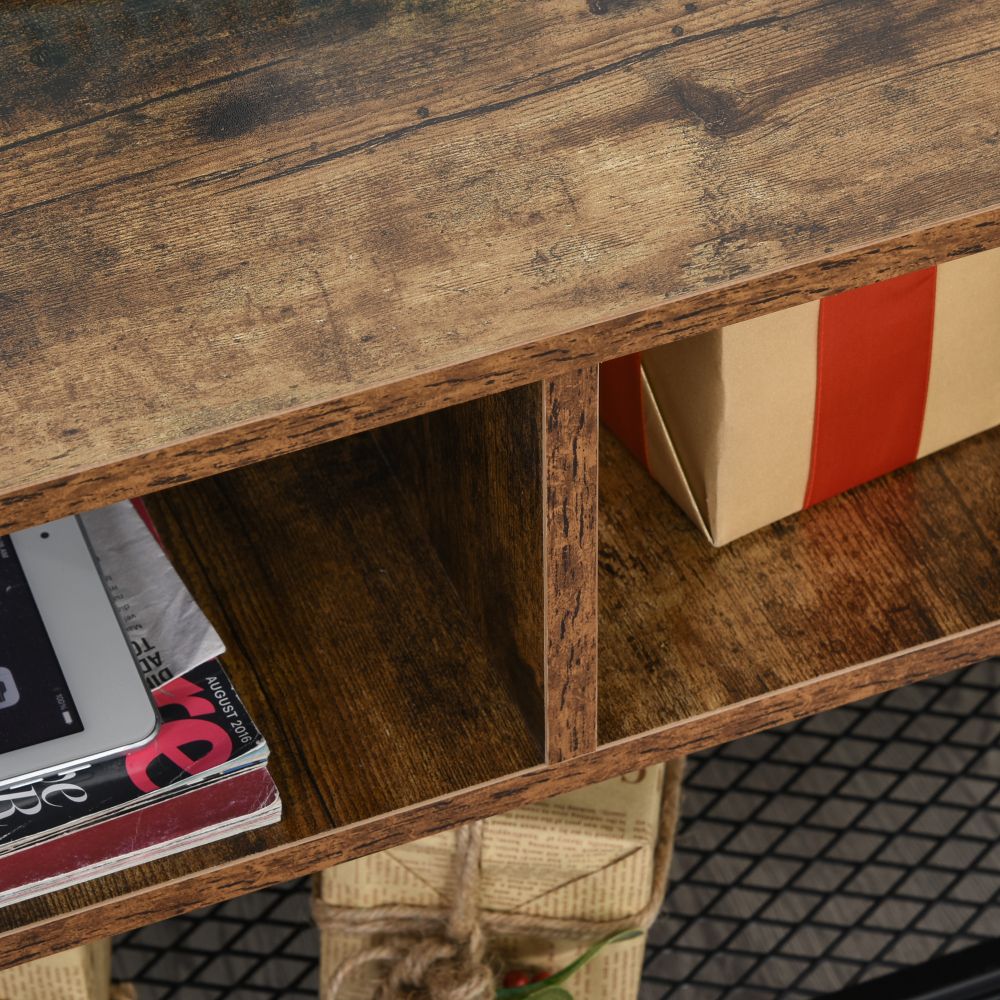 Industrial Chic 3-Tier Rubber Wood TV Media Unit - Black & Brown Elegance