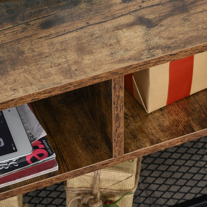 Industrial Chic 3-Tier Rubber Wood TV Media Unit - Black & Brown Elegance