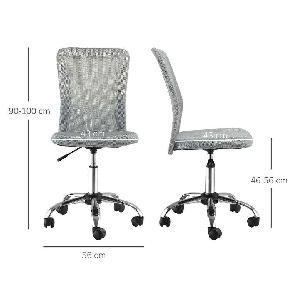 Compact Armless Ergonomic Office Chair - Height Adjustable with Mesh Back