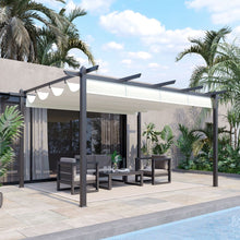 Load image into Gallery viewer, Adjustable 4x3m Aluminum Pergola Gazebo with Retractable Canopy - Cream White
