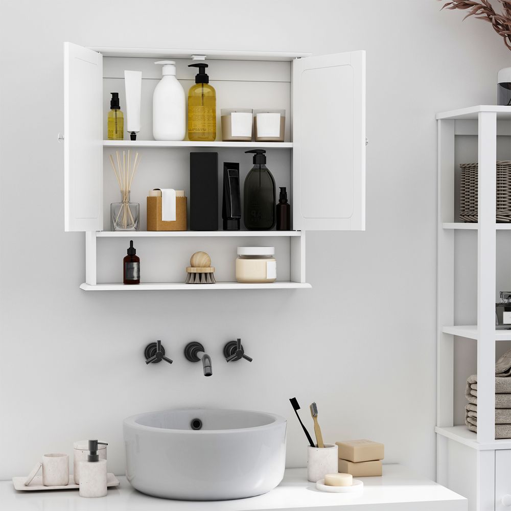 Stylish Wall-Mounted Cabinet with Mirrored Doors - Perfect for Bathroom & Living Room