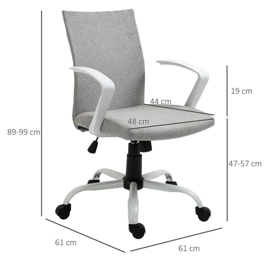 Light Grey Ergonomic Swivel Desk Chair - Adjustable Comfort for Home & Office