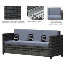 Load image into Gallery viewer, Cozy 3-Seater Weather-Resistant Grey Rattan Outdoor Sofa - Perfect for Patio Bliss!
