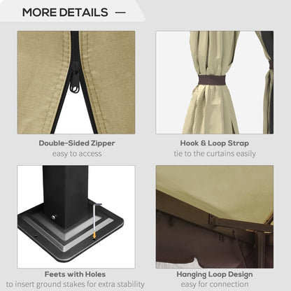 Elegant 3x3m Patio Gazebo with Water-Repellent Roof & Mosquito Net - Beige