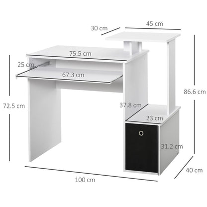 Stylish White Computer Desk with Keyboard Tray & Hidden Storage Solutions
