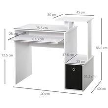 Load image into Gallery viewer, Stylish White Computer Desk with Keyboard Tray &amp; Hidden Storage Solutions
