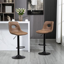 Load image into Gallery viewer, Adjustable Retro Swivel Bar Stools Set of 2 - Chic Brown Leather-Like Design
