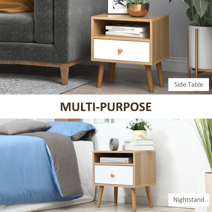 Modern Minimalist Nightstand with Drawer & Shelf - Stylish Bedside Storage