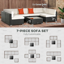 Load image into Gallery viewer, Elegant 6-Seater Outdoor Rattan Sofa Set with Cushions &amp; Glass Coffee Table
