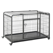 Load image into Gallery viewer, Extra Large PawHut Metal Dog Kennel with Locking Door &amp; Mobility Wheels
