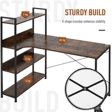 Load image into Gallery viewer, Retro Industrial Computer Desk with 4-Tier Storage – Stylish &amp; Functional
