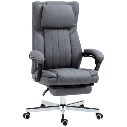 Vinsetto Ergonomic Reclining Office Chair with Headrest & Footrest - Dark Grey