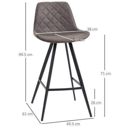 Vintage Duo: Dark Grey PU Leather Bar Stools with Steel Frame - Set of 2