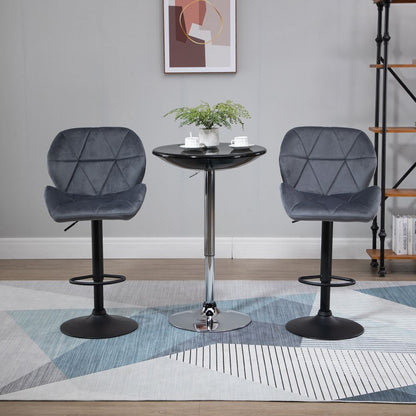 Elevate Your Space: Adjustable Height Dark Grey Bar Stool Set of 2