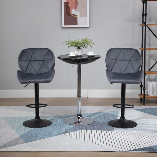 Elevate Your Space: Adjustable Height Dark Grey Bar Stool Set of 2