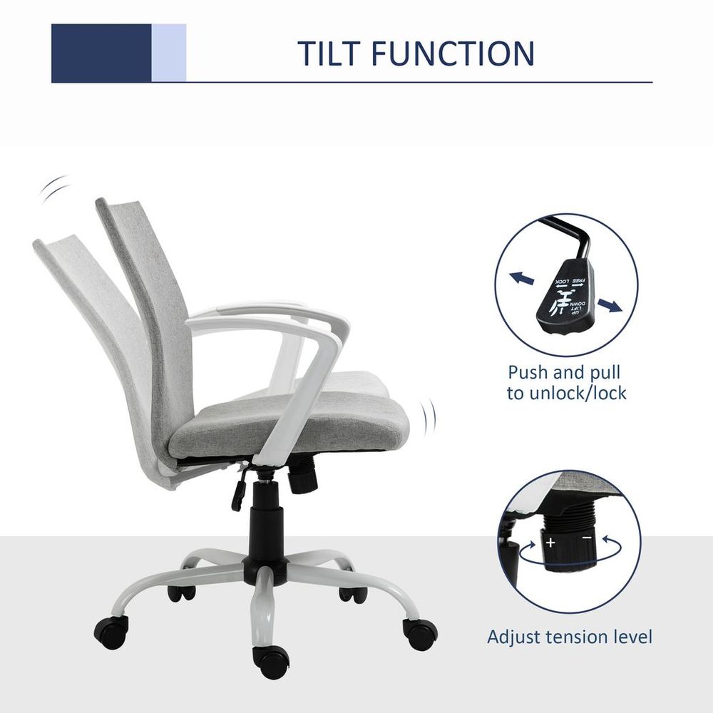 Light Grey Ergonomic Swivel Desk Chair - Adjustable Comfort for Home & Office