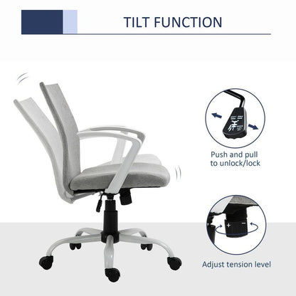 Light Grey Ergonomic Swivel Desk Chair - Adjustable Comfort for Home & Office