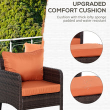 Load image into Gallery viewer, Elegant 2-Seater Rattan Garden Furniture Set with Glass Top Table - Brown
