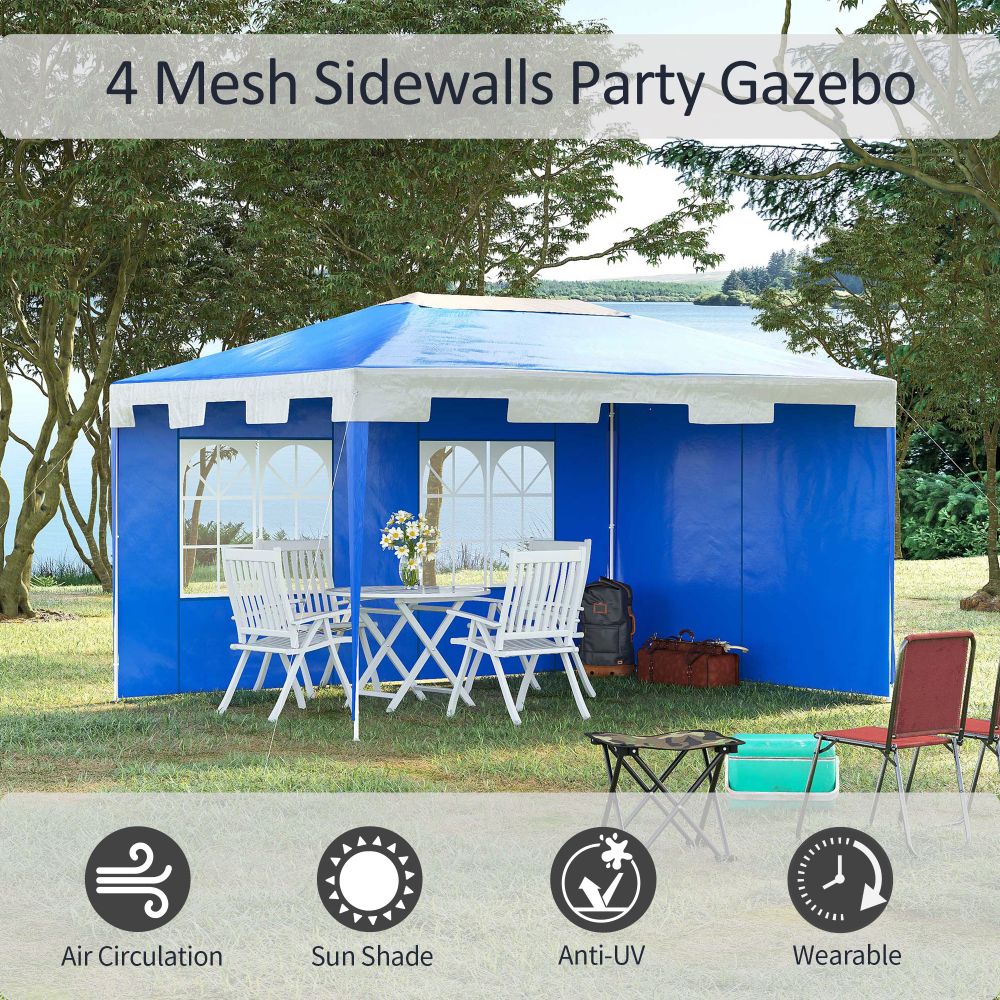 Outsunny 4x3m Heavy Duty Blue Party Gazebo Tent - Perfect Outdoor Shelter!