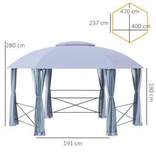 Load image into Gallery viewer, Hexagon Metal Gazebo Canopy 4x4.7m - Elegant Outdoor Shelter with Bug Netting
