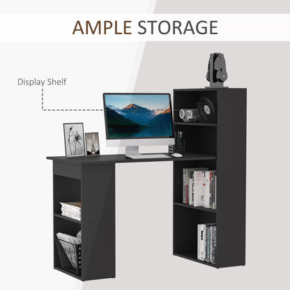 Modern Black Computer Desk & Bookshelf Combo - Efficient Workspace Solution