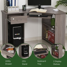 Load image into Gallery viewer, Space-Saving L-Shaped Corner Computer Desk with Dual Shelves - Grey Elegance
