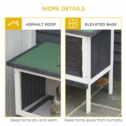 Spacious Wooden Rabbit Hutch with Openable Roof & Easy Cleaning Tray