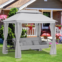 Load image into Gallery viewer, 3-Seater Convertible Swing Bed with Canopy &amp; Cushions - Grey Oasis Comfort
