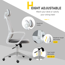 Load image into Gallery viewer, Vinsetto Ergonomic High-Back Rocking Office Chair with Adjustable Headrest - Grey
