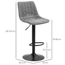 Load image into Gallery viewer, Retro Microfiber Bar Stools Set of 2 - Adjustable Height with Metal Footrest

