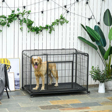 Load image into Gallery viewer, Extra Large PawHut Metal Dog Kennel with Locking Door &amp; Mobility Wheels
