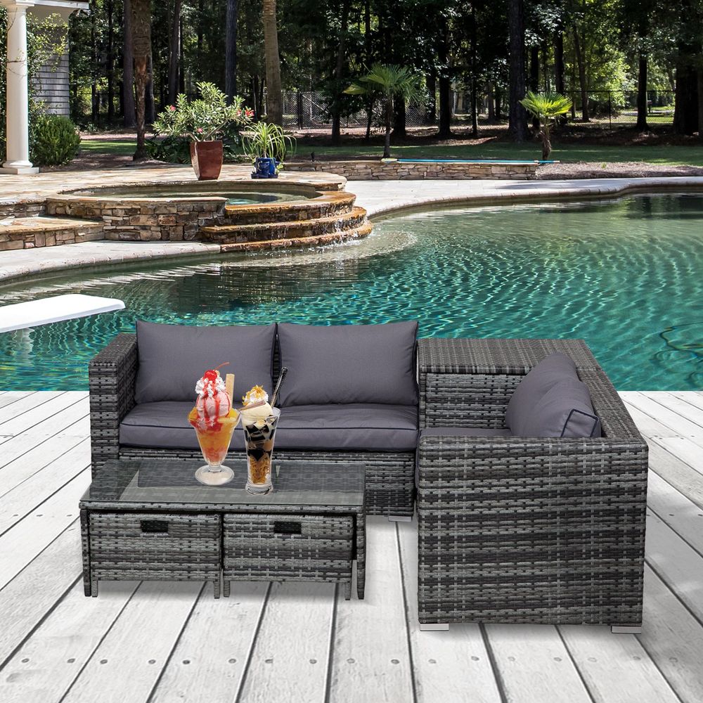 Stylish 4-Piece Rattan Sofa Set with Storage - Perfect for Outdoor Relaxation!