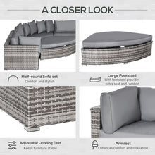 Load image into Gallery viewer, Luxurious 6-Seater Half Round Grey Rattan Sofa Set with Cozy Cushions
