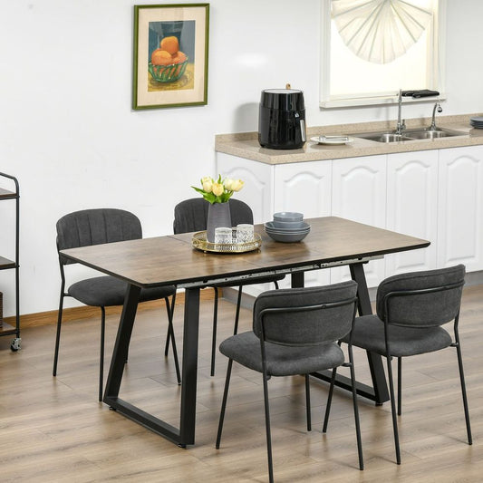 Stylish Extendable Dining Table: Industrial Wood & Metal Design for 4-6 Seats
