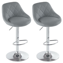 Load image into Gallery viewer, 2pcs Adjustable High Type with Disk No Armrest Rhombus Backrest Design Bar Stools Gray
