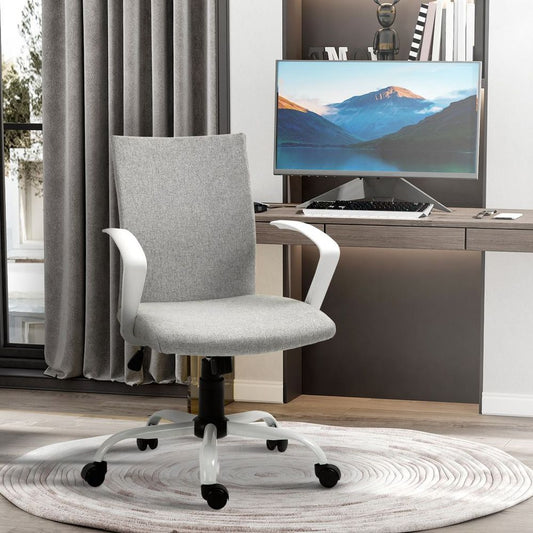 Light Grey Ergonomic Swivel Desk Chair - Adjustable Comfort for Home & Office