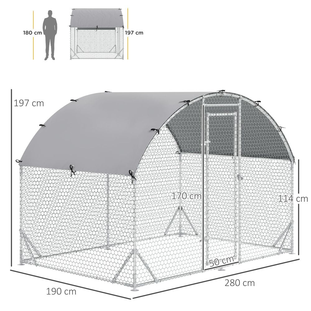 Galvanized Chicken Coop - Spacious Outdoor Hen House with Weather Cover