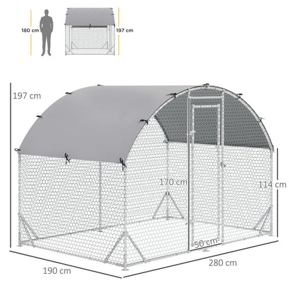 Galvanized Chicken Coop - Spacious Outdoor Hen House with Weather Cover