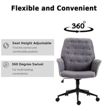 Load image into Gallery viewer, Adjustable Mid Back Office Chair with Armrests - Stylish Grey Linen Comfort
